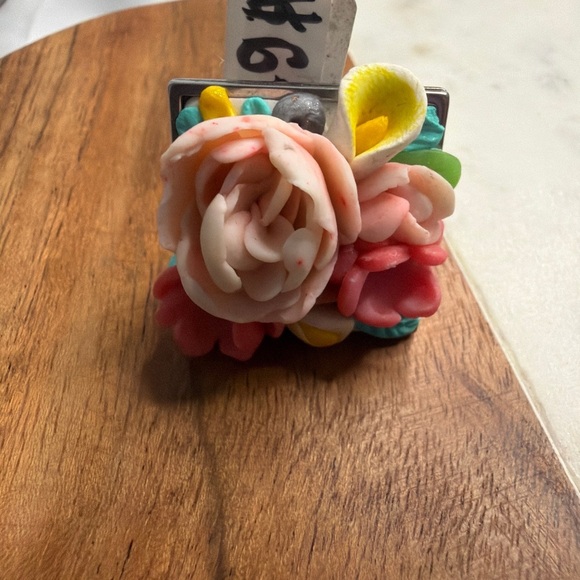 Handmade Floral Polymer Clay Ring - Picture 2 of 7